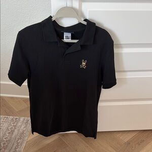 Psycho Bunny Black Polo Shirt with Gold Logo